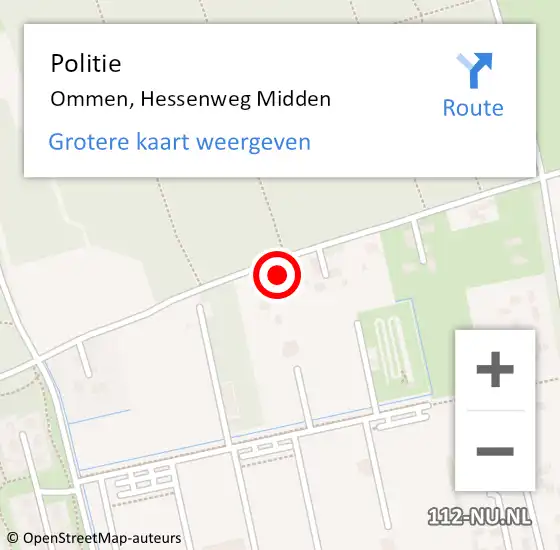 Locatie op kaart van de 112 melding: Politie Ommen, Hessenweg Midden op 3 mei 2024 07:34