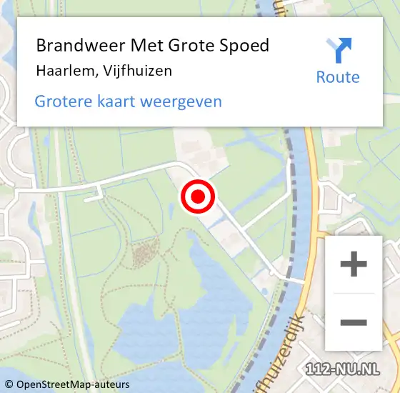 Locatie op kaart van de 112 melding: Brandweer Met Grote Spoed Naar Haarlem, Vijfhuizen op 3 mei 2024 08:03