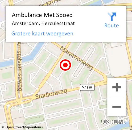 Locatie op kaart van de 112 melding: Ambulance Met Spoed Naar Amsterdam, Herculesstraat op 3 mei 2024 08:05