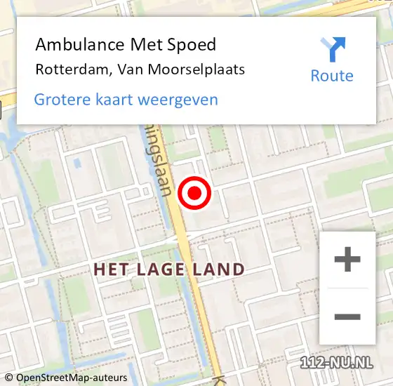 Locatie op kaart van de 112 melding: Ambulance Met Spoed Naar Rotterdam, Van Moorselplaats op 3 mei 2024 08:13