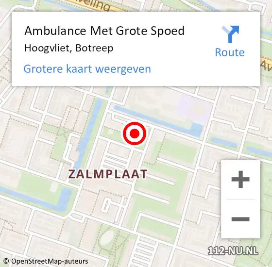 Locatie op kaart van de 112 melding: Ambulance Met Grote Spoed Naar Hoogvliet, Botreep op 3 mei 2024 08:14