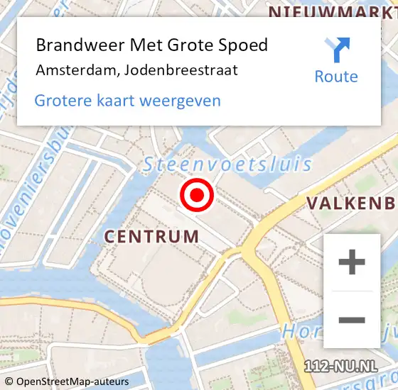 Locatie op kaart van de 112 melding: Brandweer Met Grote Spoed Naar Amsterdam, Jodenbreestraat op 3 mei 2024 08:43
