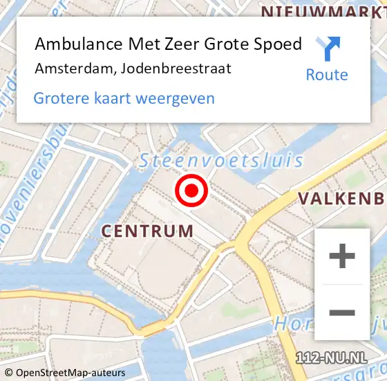 Locatie op kaart van de 112 melding: Ambulance Met Zeer Grote Spoed Naar Amsterdam, Jodenbreestraat op 3 mei 2024 08:44
