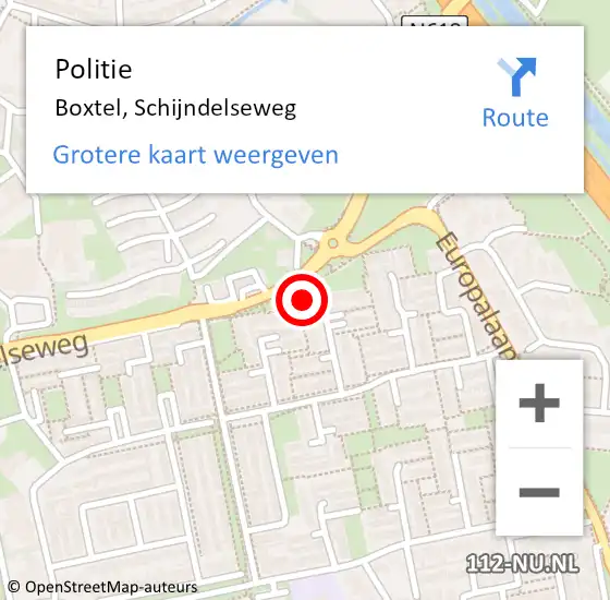 Locatie op kaart van de 112 melding: Politie Boxtel, Schijndelseweg op 3 mei 2024 08:45