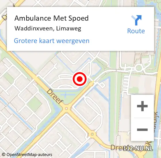 Locatie op kaart van de 112 melding: Ambulance Met Spoed Naar Waddinxveen, Limaweg op 3 mei 2024 08:49