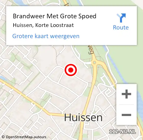 Locatie op kaart van de 112 melding: Brandweer Met Grote Spoed Naar Huissen, Korte Loostraat op 3 mei 2024 08:55