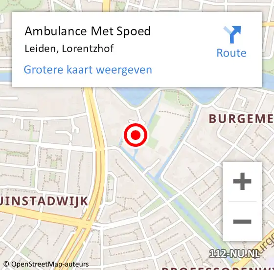 Locatie op kaart van de 112 melding: Ambulance Met Spoed Naar Leiden, Lorentzhof op 3 mei 2024 08:59