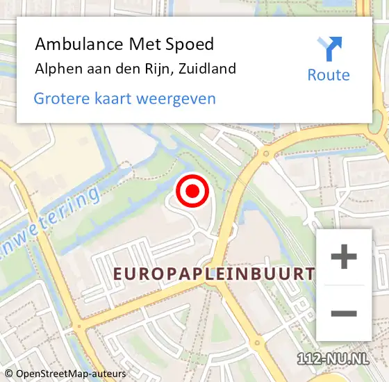 Locatie op kaart van de 112 melding: Ambulance Met Spoed Naar Alphen aan den Rijn, Zuidland op 3 mei 2024 09:03