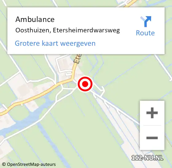 Locatie op kaart van de 112 melding: Ambulance Oosthuizen, Etersheimerdwarsweg op 3 mei 2024 09:05