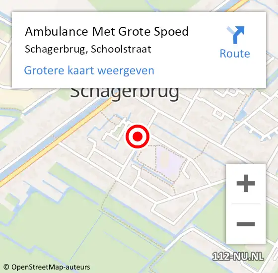 Locatie op kaart van de 112 melding: Ambulance Met Grote Spoed Naar Schagerbrug, Schoolstraat op 3 mei 2024 09:09