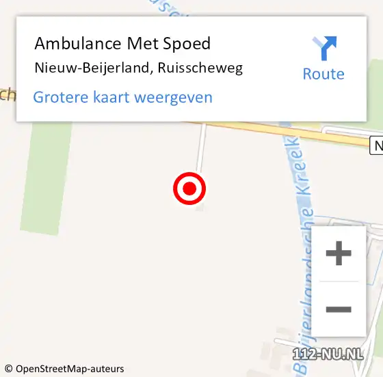 Locatie op kaart van de 112 melding: Ambulance Met Spoed Naar Nieuw-Beijerland, Ruisscheweg op 3 mei 2024 09:10