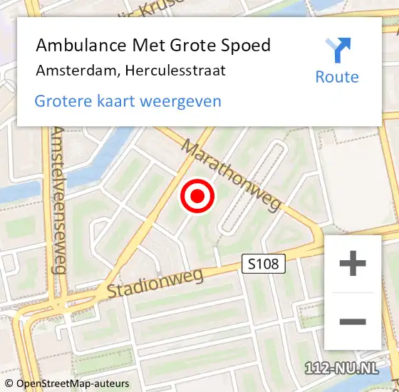 Locatie op kaart van de 112 melding: Ambulance Met Grote Spoed Naar Amsterdam, Herculesstraat op 3 mei 2024 09:14