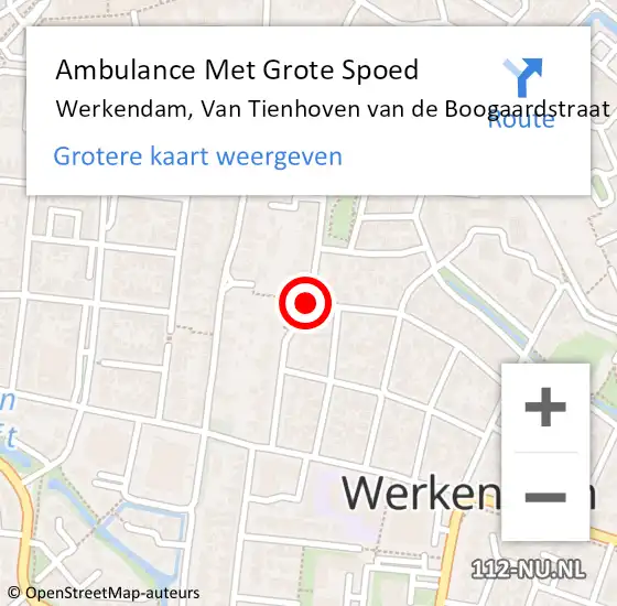 Locatie op kaart van de 112 melding: Ambulance Met Grote Spoed Naar Werkendam, Van Tienhoven van de Boogaardstraat op 4 oktober 2014 14:49