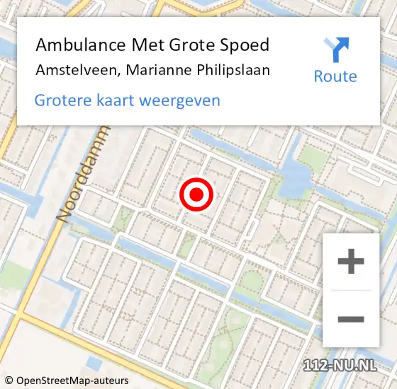 Locatie op kaart van de 112 melding: Ambulance Met Grote Spoed Naar Amstelveen, Marianne Philipslaan op 3 mei 2024 09:24
