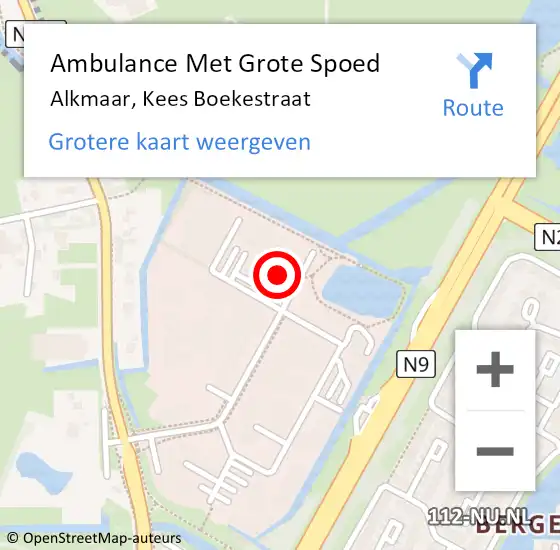 Locatie op kaart van de 112 melding: Ambulance Met Grote Spoed Naar Alkmaar, Kees Boekestraat op 3 mei 2024 09:40