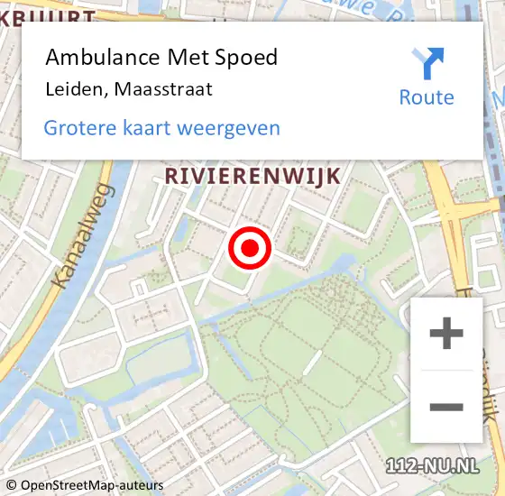 Locatie op kaart van de 112 melding: Ambulance Met Spoed Naar Leiden, Maasstraat op 3 mei 2024 09:49