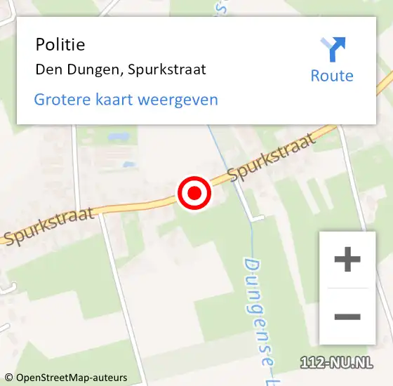 Locatie op kaart van de 112 melding: Politie Den Dungen, Spurkstraat op 4 oktober 2014 14:52