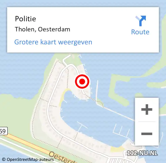 Locatie op kaart van de 112 melding: Politie Tholen, Oesterdam op 3 mei 2024 09:50