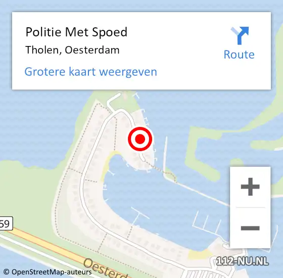 Locatie op kaart van de 112 melding: Politie Met Spoed Naar Tholen, Oesterdam op 3 mei 2024 09:50
