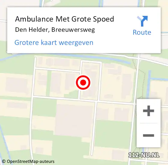 Locatie op kaart van de 112 melding: Ambulance Met Grote Spoed Naar Den Helder, Breeuwersweg op 3 mei 2024 10:01