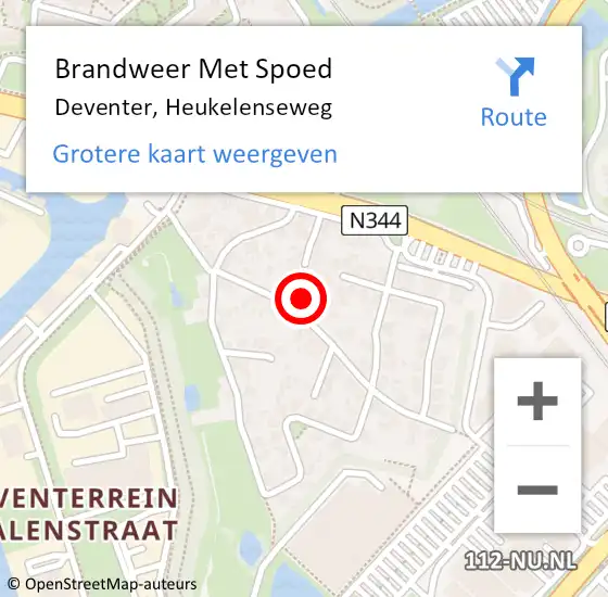 Locatie op kaart van de 112 melding: Brandweer Met Spoed Naar Deventer, Heukelenseweg op 3 mei 2024 10:06