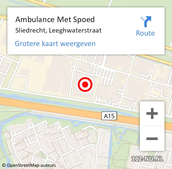 Locatie op kaart van de 112 melding: Ambulance Met Spoed Naar Sliedrecht, Leeghwaterstraat op 3 mei 2024 10:20