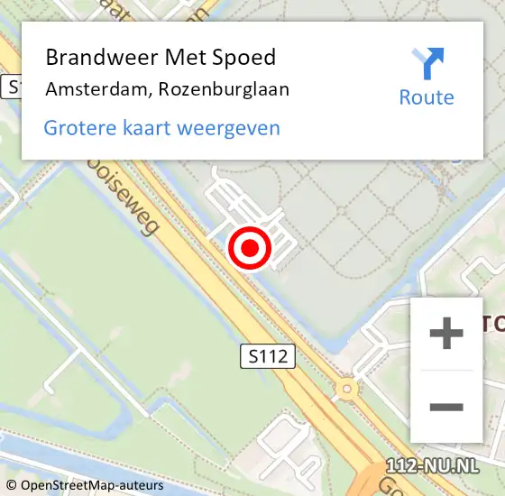 Locatie op kaart van de 112 melding: Brandweer Met Spoed Naar Amsterdam, Rozenburglaan op 3 mei 2024 10:22