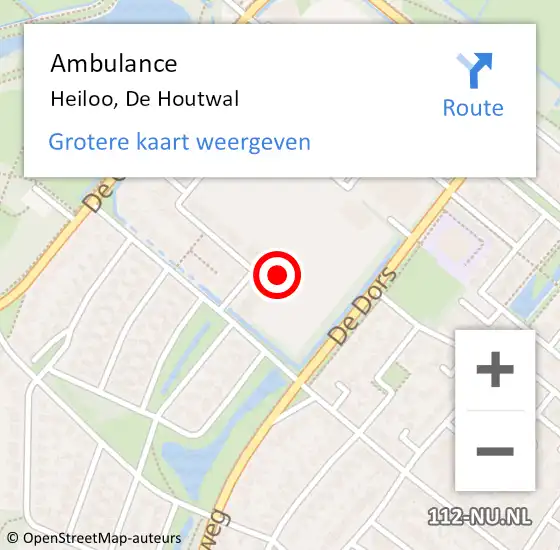 Locatie op kaart van de 112 melding: Ambulance Heiloo, De Houtwal op 3 mei 2024 10:23