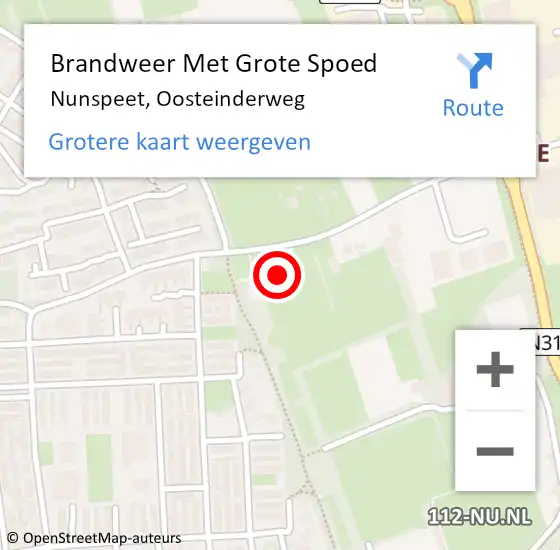 Locatie op kaart van de 112 melding: Brandweer Met Grote Spoed Naar Nunspeet, Oosteinderweg op 3 mei 2024 10:51