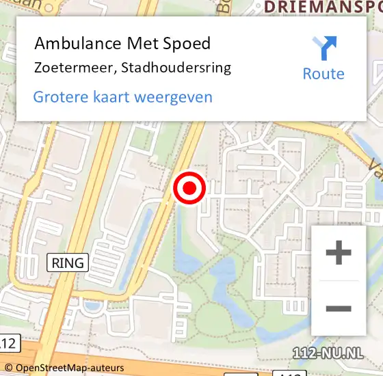 Locatie op kaart van de 112 melding: Ambulance Met Spoed Naar Zoetermeer, Stadhoudersring op 3 mei 2024 10:53