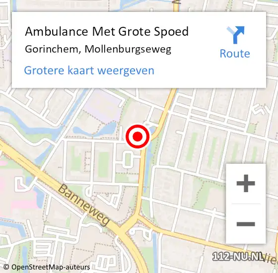 Locatie op kaart van de 112 melding: Ambulance Met Grote Spoed Naar Gorinchem, Mollenburgseweg op 3 mei 2024 10:56