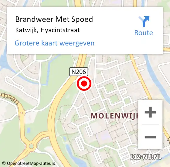 Locatie op kaart van de 112 melding: Brandweer Met Spoed Naar Katwijk, Hyacintstraat op 3 mei 2024 11:00