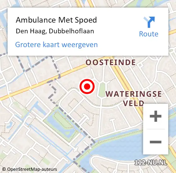 Locatie op kaart van de 112 melding: Ambulance Met Spoed Naar Den Haag, Dubbelhoflaan op 3 mei 2024 11:05