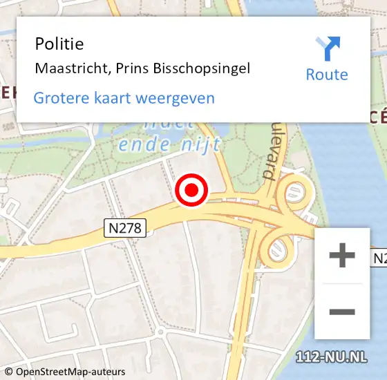 Locatie op kaart van de 112 melding: Politie Maastricht, Prins Bisschopsingel op 3 mei 2024 11:09