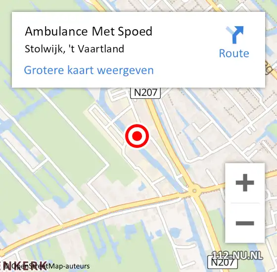 Locatie op kaart van de 112 melding: Ambulance Met Spoed Naar Stolwijk, 't Vaartland op 3 mei 2024 11:15