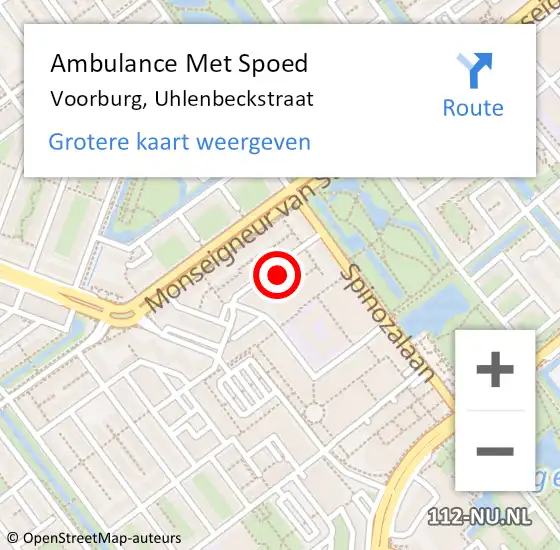 Locatie op kaart van de 112 melding: Ambulance Met Spoed Naar Voorburg, Uhlenbeckstraat op 3 mei 2024 11:19