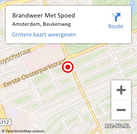 Locatie op kaart van de 112 melding: Brandweer Met Spoed Naar Amsterdam, Beukenweg op 3 mei 2024 11:23