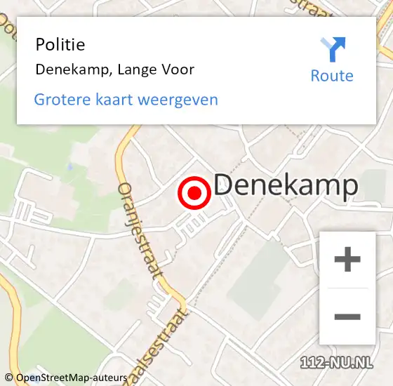 Locatie op kaart van de 112 melding: Politie Denekamp, Lange Voor op 3 mei 2024 11:28