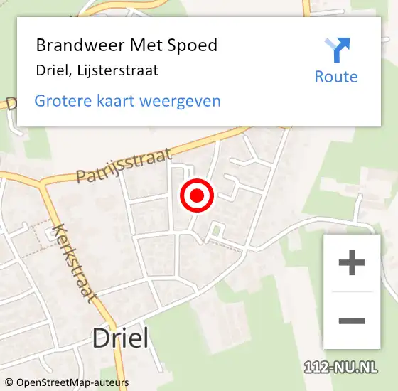 Locatie op kaart van de 112 melding: Brandweer Met Spoed Naar Driel, Lijsterstraat op 3 mei 2024 11:34