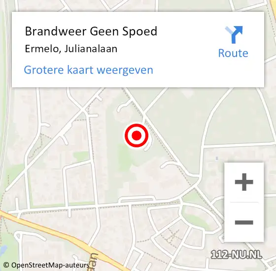 Locatie op kaart van de 112 melding: Brandweer Geen Spoed Naar Ermelo, Julianalaan op 3 mei 2024 11:47