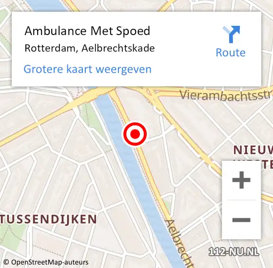 Locatie op kaart van de 112 melding: Ambulance Met Spoed Naar Rotterdam, Aelbrechtskade op 3 mei 2024 11:54