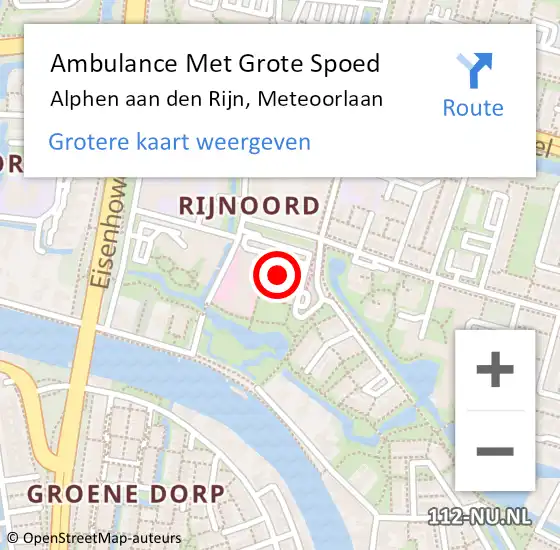 Locatie op kaart van de 112 melding: Ambulance Met Grote Spoed Naar Alphen aan den Rijn, Meteoorlaan op 3 mei 2024 12:01