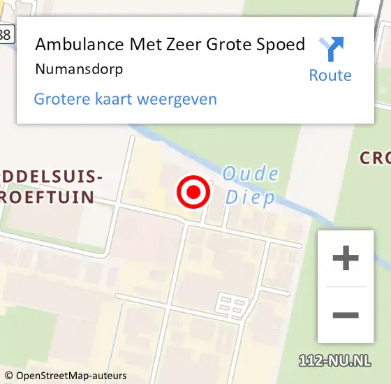 Locatie op kaart van de 112 melding: Ambulance Met Zeer Grote Spoed Naar Numansdorp op 3 mei 2024 12:12