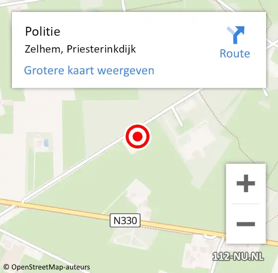Locatie op kaart van de 112 melding: Politie Zelhem, Priesterinkdijk op 3 mei 2024 12:12