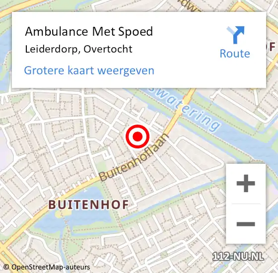 Locatie op kaart van de 112 melding: Ambulance Met Spoed Naar Leiderdorp, Overtocht op 3 mei 2024 12:16