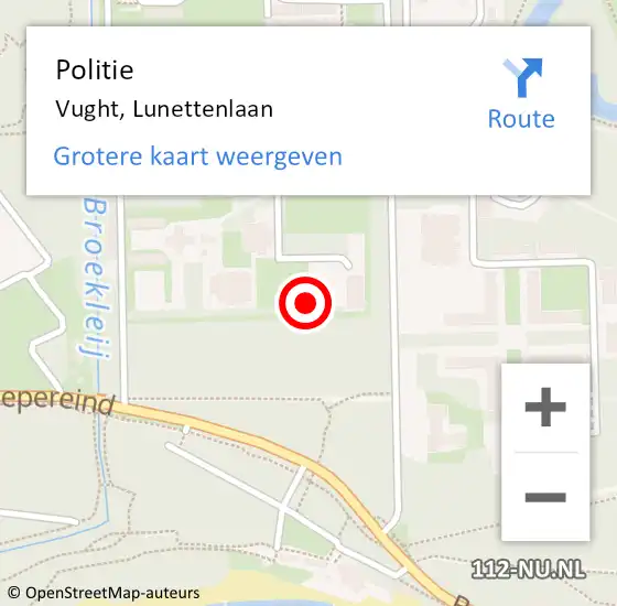 Locatie op kaart van de 112 melding: Politie Vught, Lunettenlaan op 3 mei 2024 12:27