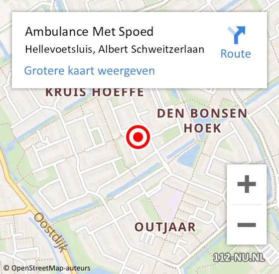 Locatie op kaart van de 112 melding: Ambulance Met Spoed Naar Hellevoetsluis, Albert Schweitzerlaan op 3 mei 2024 12:33