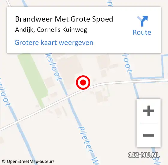 Locatie op kaart van de 112 melding: Brandweer Met Grote Spoed Naar Andijk, Cornelis Kuinweg op 4 oktober 2014 15:09