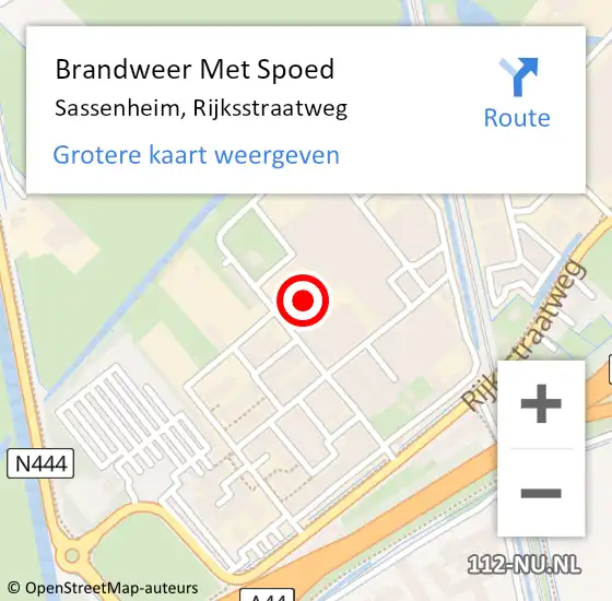 Locatie op kaart van de 112 melding: Brandweer Met Spoed Naar Sassenheim, Rijksstraatweg op 3 mei 2024 12:37