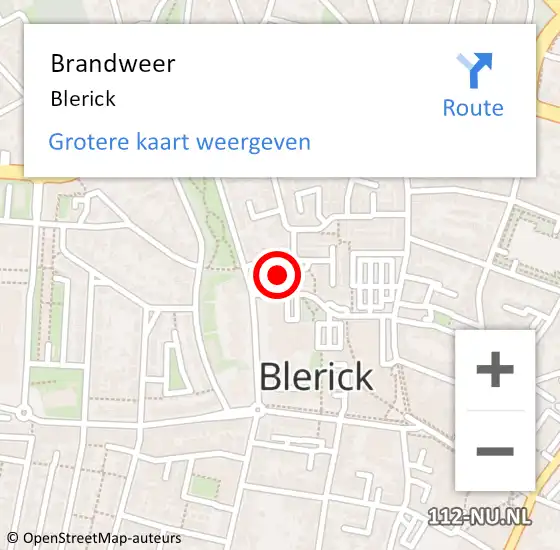 Locatie op kaart van de 112 melding: Brandweer Blerick op 4 oktober 2014 15:09